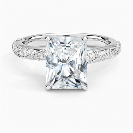 18K White Gold Camellia Hidden Accent 2.5mm Diamond Ring