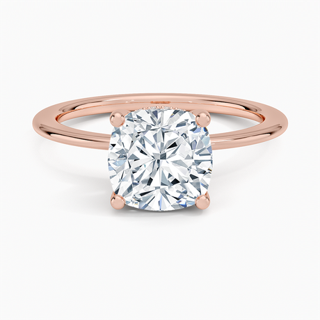 14K Rose Gold Aimee Solitaire Diamond Ring with Hidden Halo