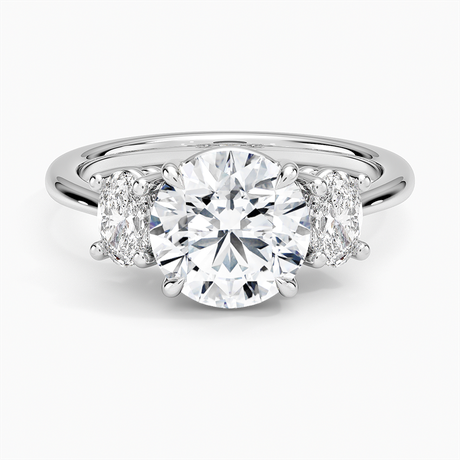 Platinum Oval-Cut Three Stone Diamond Ring (1/2 ct. tw.)