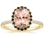 18K Yellow Gold Waverly Halo Diamond Ring with Black Diamond Accents, smalltop view