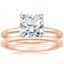 14K Rose Gold Petite Heritage Diamond Ring with Petite Comfort Fit Wedding Ring