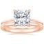 14K Rose Gold Petite Secret Halo Diamond Ring with Petite Comfort Fit Wedding Ring