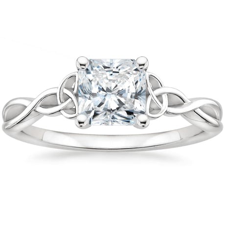 18K White Gold Entwined Celtic Love Knot Ring with Celtic Knot Diamond Ring