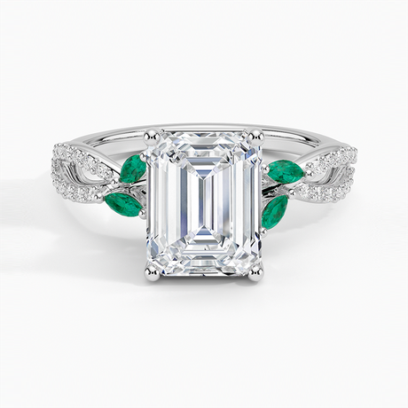 Luxe Willow Lab Emerald and Diamond Ring (1/8 ct. tw.)