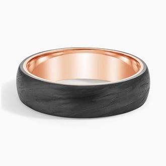 Domo Black 6mm Wedding Ring in 14K Rose Gold