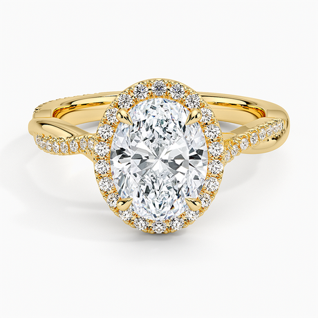18K Yellow Gold Petite Twisted Vine Halo Diamond Ring (1/4 ct. tw.)