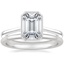 Platinum Petite Luna Bezel Ring with Petite Comfort Fit Wedding Ring