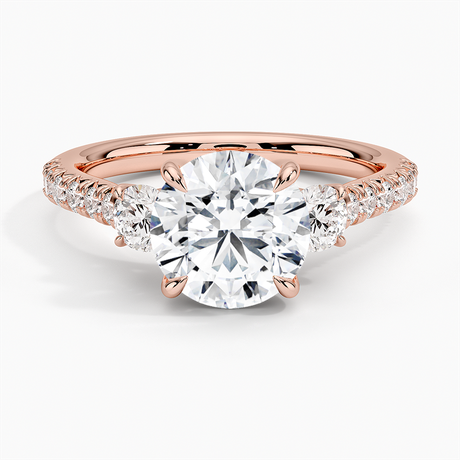 14K Rose Gold Amelie Three Stone Diamond Ring