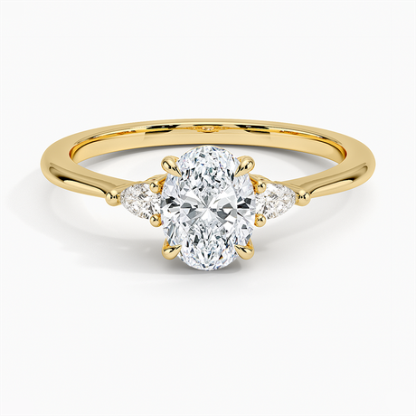 Pear Side Stone Engagement Ring - Aria Three Stone Diamond Ring