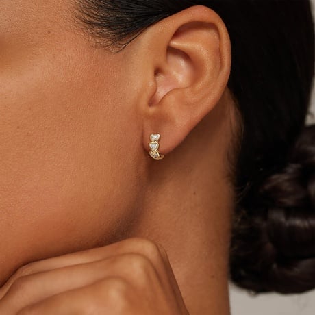 Bezel Heart Shaped Lab Diamond Huggie Hoop Earrings