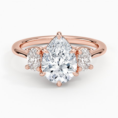 14K Rose Gold Oval-Cut Three Stone Diamond Ring (1/2 ct. tw.)