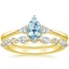 18KY Aquamarine Aria Diamond Ring (1/10 ct. tw.) with Versailles Diamond Ring (3/8 ct. tw.), smalltop view