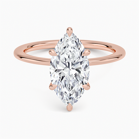14K Rose Gold Petite Secret Halo Diamond Ring