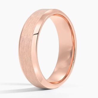 Beveled Edge Matte 6mm Wedding Ring in 14K Rose Gold