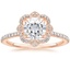 14K Rose Gold Reina Halo Diamond Ring, smalltop view