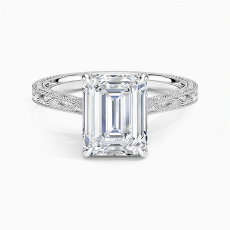 18K White Gold Elsie Engraved Ring