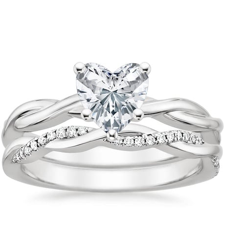 18K White Gold Twisted Vine Ring with Petite Twisted Vine Diamond Ring (1/8 ct. tw.)