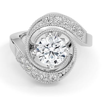 Custom Vintage-Inspired Spiral Halo Diamond Ring