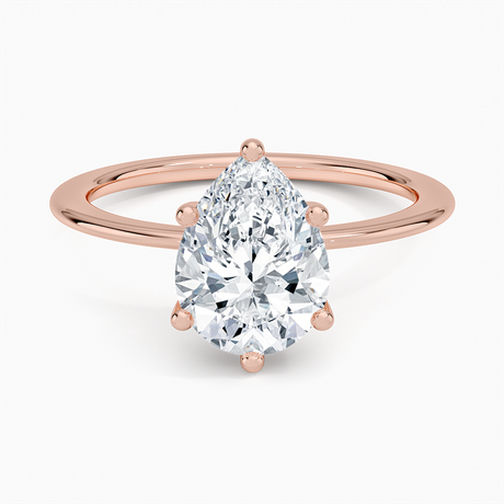 14K Rose Gold Aimee Solitaire Diamond Ring with Hidden Halo