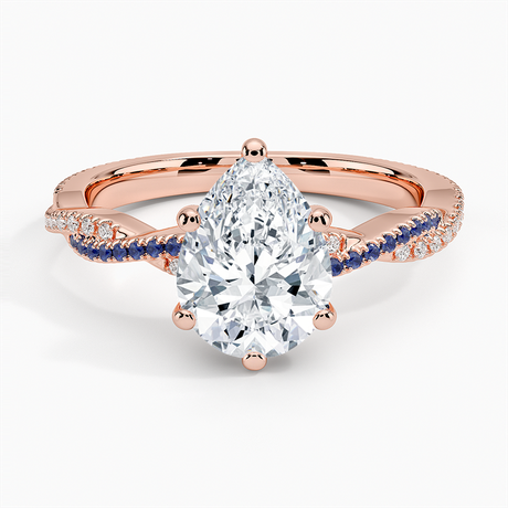 14K Rose Gold Petite Luxe Twisted Vine Sapphire and Diamond Ring (1/8 ct. tw.)
