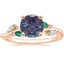 14K Rose Gold Arden Diamond Ring with Lab Emerald Accents, smalltop view