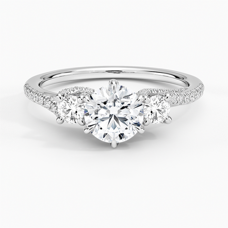 Luxe Delilah Three Stone Pave Diamond Ring
