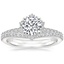 18K White Gold Flor Diamond Ring with Curved Diamond Ring (1/6 ct. tw.)