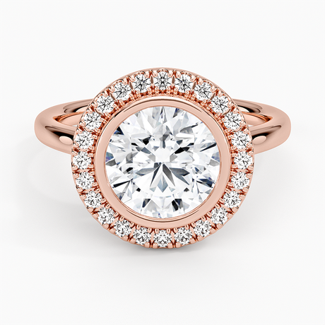 14K Rose Gold Bezel Halo Diamond Ring (1/4 ct. tw.)