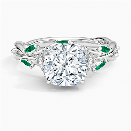 Platinum Secret Garden Lab Emerald and Diamond Ring (1/4 ct. tw.)
