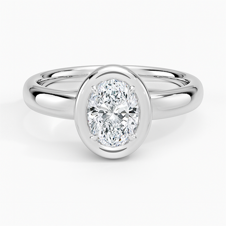 18K White Gold Andrea Bezel Prong Ring