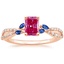 14K Rose Gold Luxe Willow Sapphire and Diamond Ring (1/8 ct. tw.), smalltop view