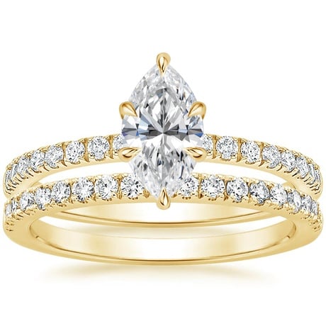 18K Yellow Gold Bliss Diamond Ring (1/6 ct. tw.) with Bliss Diamond Ring (1/5 ct. tw.)