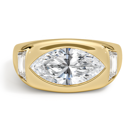 18K Yellow Gold Sloane Three Stone Trapezoid Dome Diamond Ring (1/2 ct. tw.)