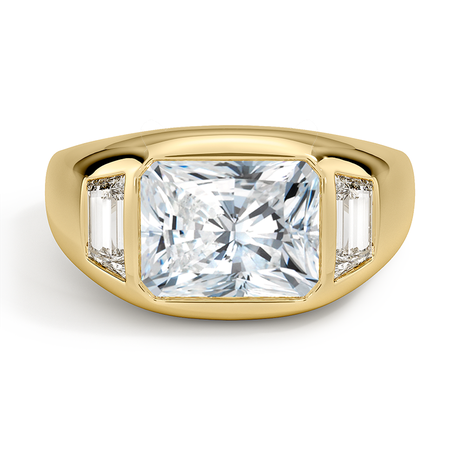 18K Yellow Gold Sloane Three Stone Trapezoid Dome Diamond Ring (1/2 ct. tw.)