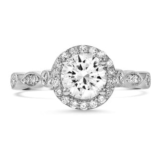 Custom Round and Marquise Milgrain Diamond Ring