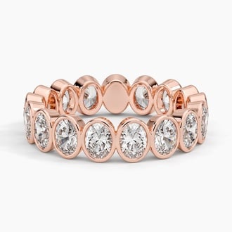 Bezel Oval Eternity Lab Diamond Ring in 14K Rose Gold