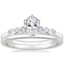 18K White Gold Rochelle Diamond Ring with Petite Comfort Fit Wedding Ring