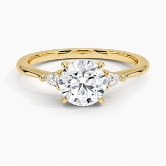 Aria Three Stone with 1ct Round Certified Lab Diamond in 18K Yellow Gold
