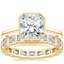 18K Yellow Gold Petite Luna Bezel Ring with Bezel Emerald Cut Eternity Diamond Ring