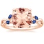 14K Rose Gold Willow Ring With Sapphire Accents, smalltop view