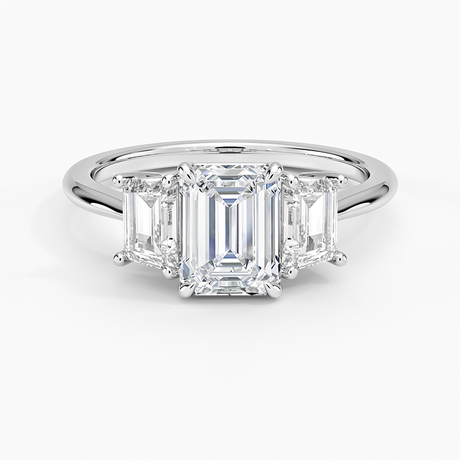 Luxe Embrace Three Stone Trapezoid Diamond Engagement Ring