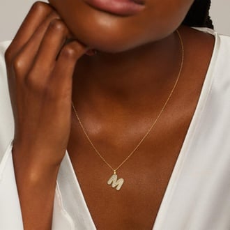 Initial Lab Diamond Tube Pendant