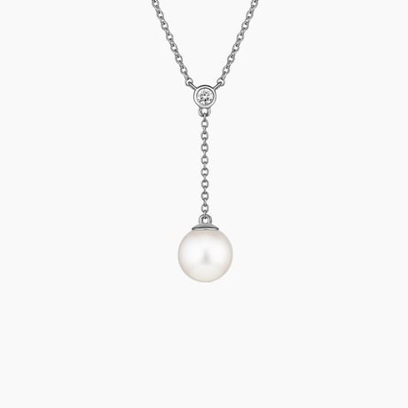 Lab Diamond and Cultured Pearl Drop Pendant