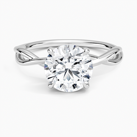14K White Gold Alya Twist Solitaire Ring