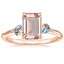 14K Rose Gold Camellia Indigo Milgrain Ring, smalltop view