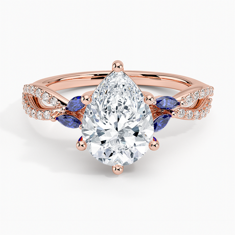 14K Rose Gold Luxe Willow Sapphire and Diamond Ring (1/8 ct. tw.)
