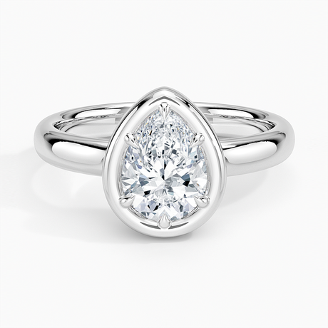 18K White Gold Andrea Bezel Prong Ring