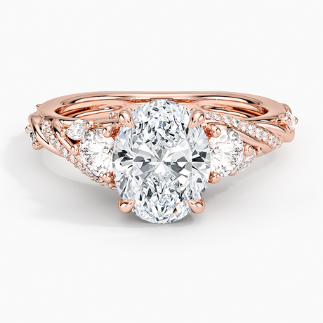 14K Rose Gold Begonia Vine Three Stone Diamond Ring (2/3 ct. tw.)