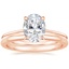14K Rose Gold Petite Secret Halo Diamond Ring with Petite Comfort Fit Wedding Ring