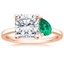 14K Rose Gold Viridian Toi et Moi Diamond Ring, smalltop view